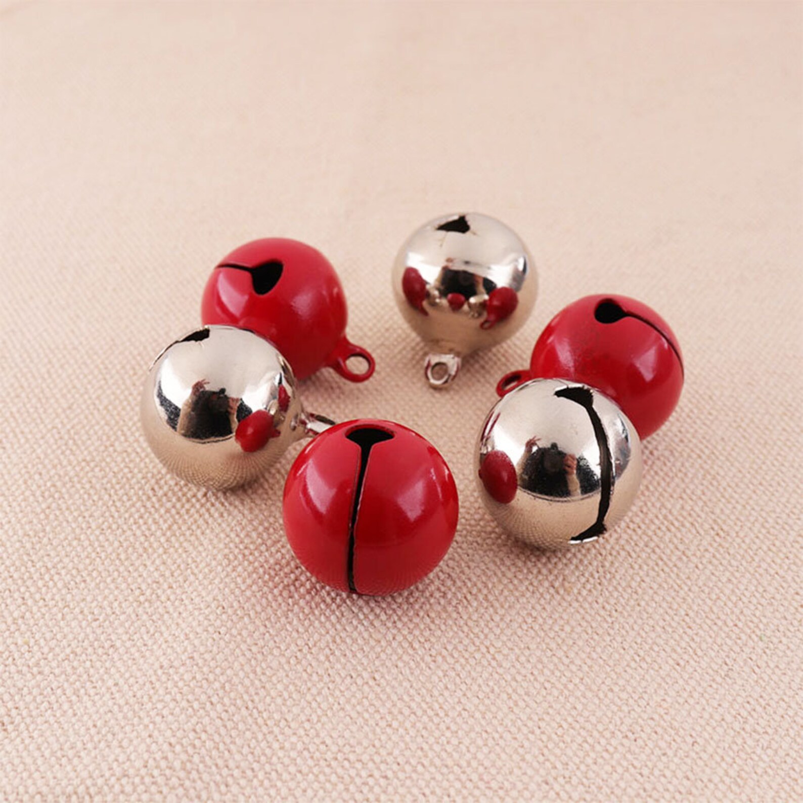 30pcs Jingle Bells Loose Beads Make Clear Sound Red and Silver Etsy