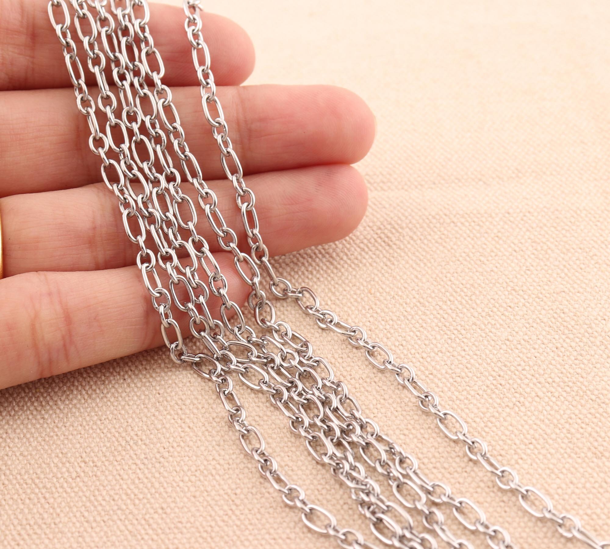 304 Stainless Steel Necklace Chain Bulk Silver Metal Charm for Etsy