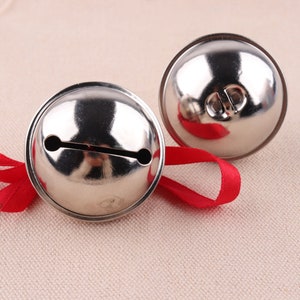 10pcs/lot 40mm large Iron Jingle Bells Christmas Decoration Ornaments Pendant Bells with Ribbon DIY Craft for pet