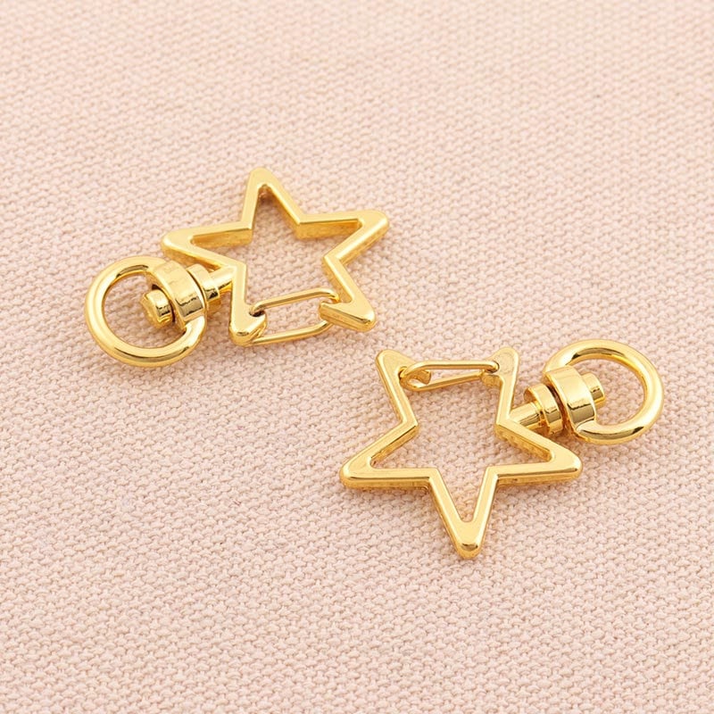 10pc Gold Star Lobster Clasp Beautiful Swivel Snap Hook 34mm Push