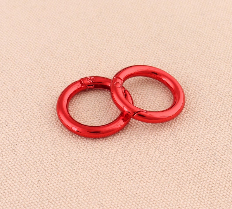 5pcs lot spring ring metal push gate o ring 28mm outer open ring spring ring clasps key ring round shape red color
