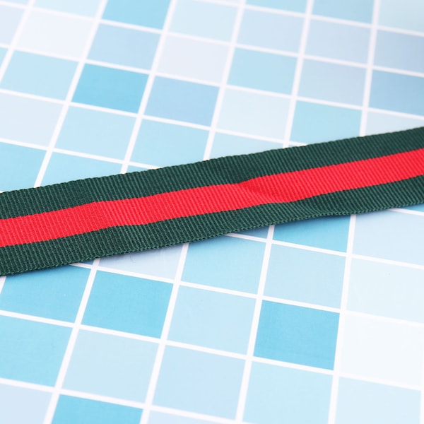 1'' webbing,Red and Green Soft Smooth Webbing with stripe pattern ,Purse Leash Straps for Key Fobs, Backpacks,Purse,By the yard