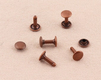 50pcs Double Cap Rivets 14*9mm  Red copper Rapid Rivet Punk Rock Leathercraft Rivet