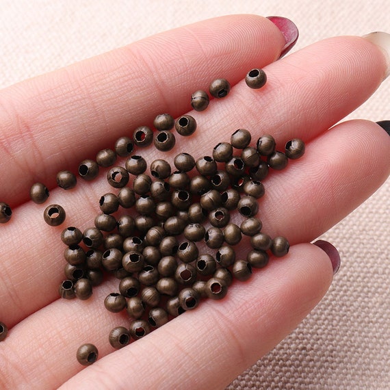 Bronze 3mm Small Round Beads Metal Spacer Beads 100 Pcs Tiny Beads