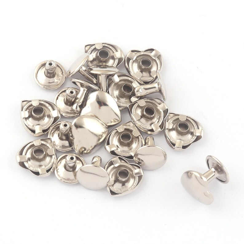 10mm Heart Shape Tubular Double Cap Rivets Stud Rivets Silver Rivets ...