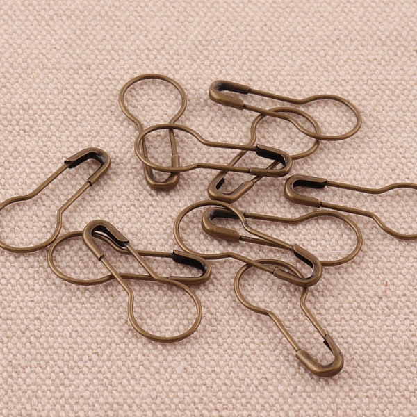 100pcs Bronze Safety Pins Coiless Safety Pins Bulb Safety Pins Pear safety pins knitting pin Removable Stitch Markers,Jewelry Safety Pins.