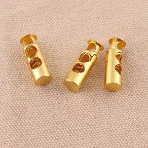 6pcs /lot Spring cord locks ,cord stopper ,paracord lock,barrel toggle double hole lock gold color for bag garment shoes diy accessories