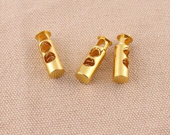 6pcs /lot Spring cord locks ,cord stopper ,paracord lock,barrel toggle double hole lock gold color for bag garment shoes diy accessories
