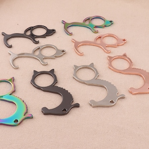 Cat and dog Zinc alloy Door Opener,No-Touch Door Opener and Button Pusher,Hygienic Tool and Keychain Opener,Keychain,Contactless door opener