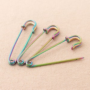 15pc Safety Pins, 56mm Rainbow Pins, Clothing Rainbow Safety pins ,Large safety pin