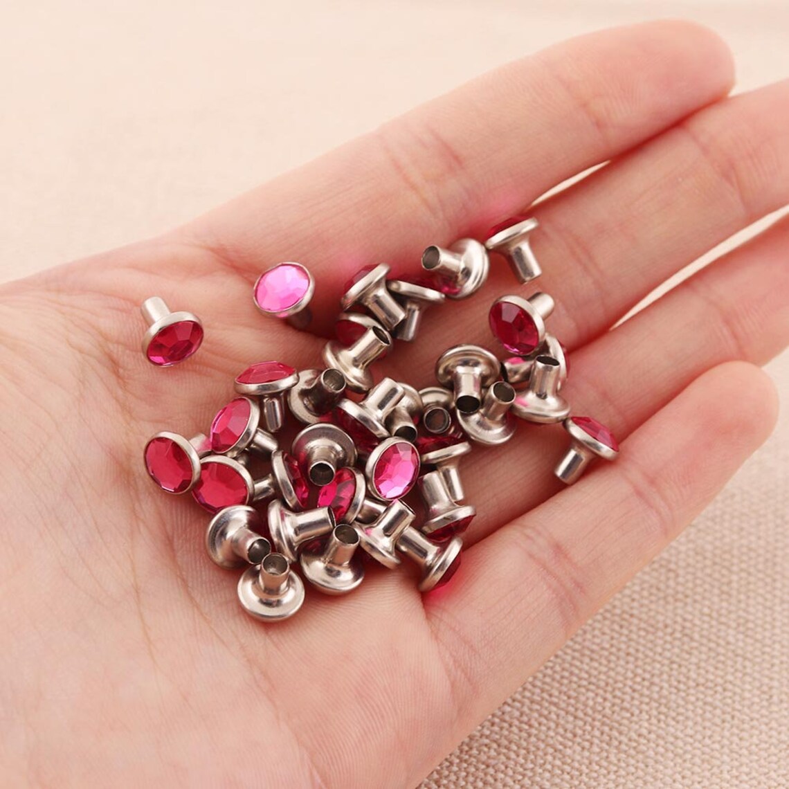 30pcs Nailhead 7mm Rhinestone Rivets Diamond Riveting Supplies Etsy