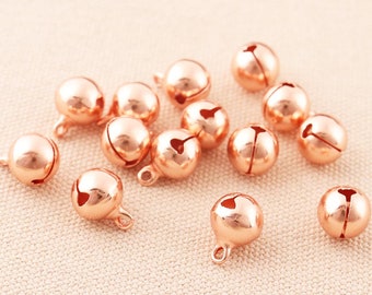 50pc Jingle Bells Rose Gold Bells Make Clear Sound 7mm  Jingle Bells charms Christmas Bells