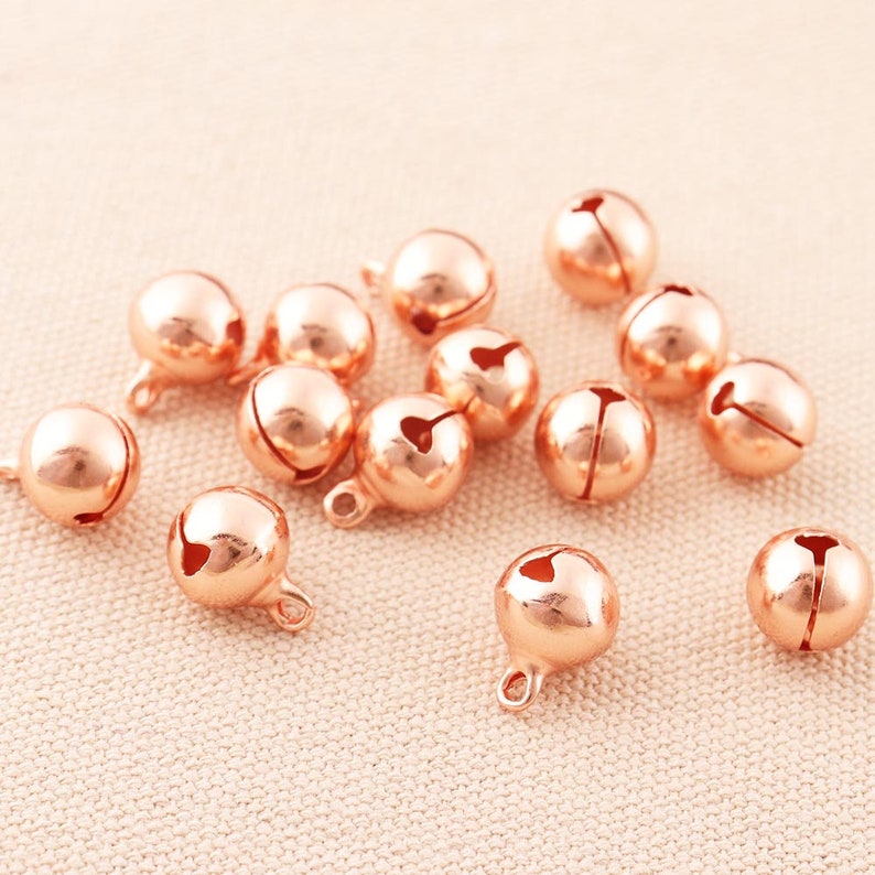 50pc Jingle Bells Rose Gold Bells Make Clear Sound 10mm Jingle Bells charms Christmas Bells