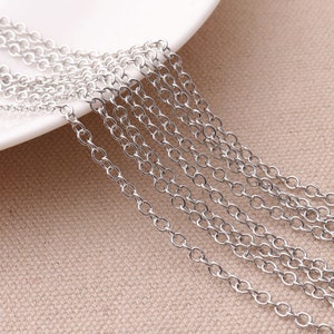 Wählen Sie Ihre Länge-Plain Runde Silber Kette Link 3mm Messing Kette Halskette Schmuck machen