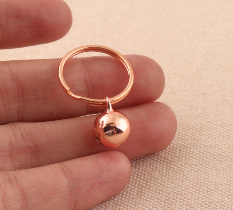 20pcs Rose Golor Color jingle bell metal loose beads Wit key ring Christmas Decoration ornament jewelry accessories