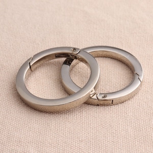 Spring gate ring metal o ring spring ring clasp openable Silver Color Flat Push gate snap hooks  1&quot; inner diameter  10pcs/lot