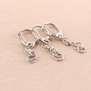 Silber schwenkbaren Haken 48mm lange Silber Nickel Runde aufgeteilt kommen Schlüsselanhänger mit Schwenk-Kette-Druckknopf-Tor, die Schlüsselanhänger liefert