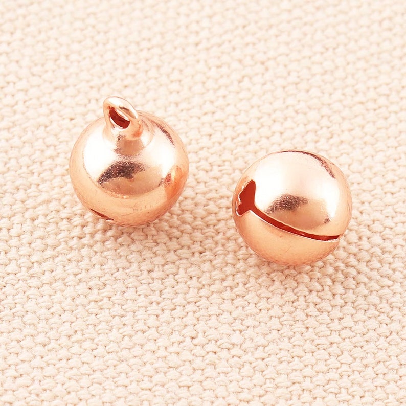 50pc Jingle Bells Rose Gold Bells Make Clear Sound 10mm Jingle Bells charms Christmas Bells