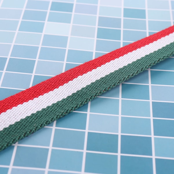 38mm Singelband,Stripe Webbing,Red&White and Green Soft Smooth Webbing Purse Leash Straps for Key Fobs, By the yard