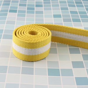 1 1/2&quot; wide stripe white and yellow color webbing strong leash webbing nylon canvas webbing  for key fob belt dog collar backpack lanyard