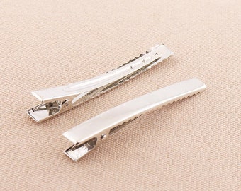 10pcs Single Prong  Flat Silver Metal Clip With Teeth 77mm Long Hair Bows Craft DIY Clips Blank Hair Accessories
