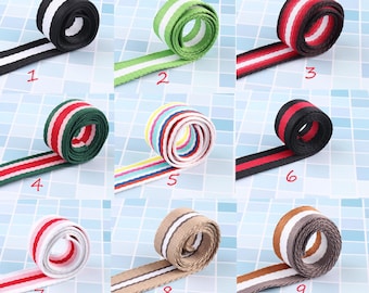 25mm 1inch striped webbing nylon colorful key fob webbing woven ribbon for bag belt lanyard diy sewing accessories
