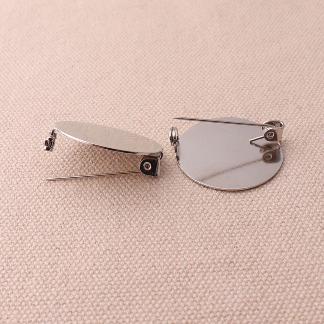 20pcs Pin Back Brooch Base Silver Safety Pins With Flat Base Swivel
