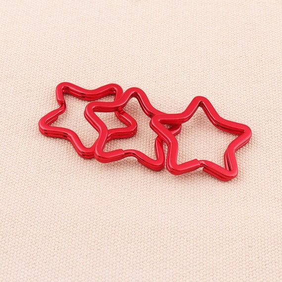 Red Five Star Shape Key Ring 35mm Red Split Keychain Rings High Quality  Findings - Etsy