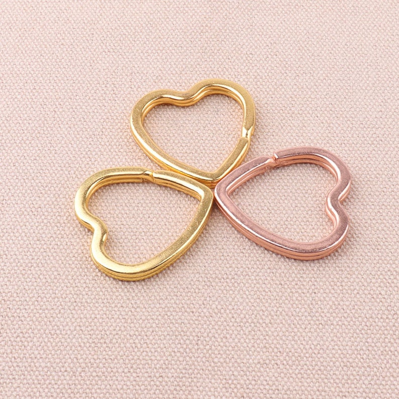 10pcs Heart Key Rings Iron Split Key Rings Rose Gold and Gold Etsy