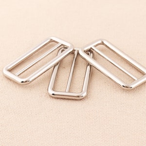 Silver 40mm Tri-glide Sliders Slide Buckle Metal Triglide Strap Keeper, Leathercraft Bag BeltBag Strap sliders