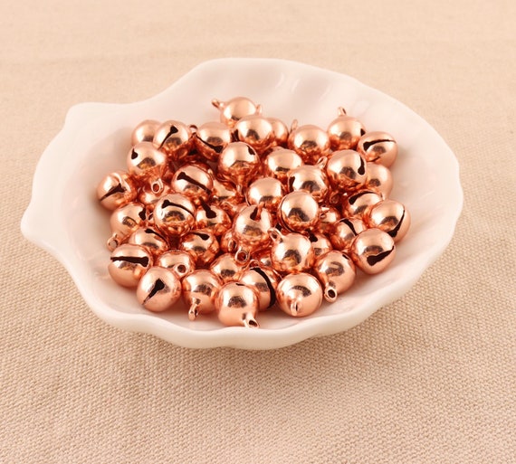 100pcs 10mm Charms Jingle Bells Rose Gold Bells Make Clear Sound 10mm Small  Jingle Bells Christmas Bells 