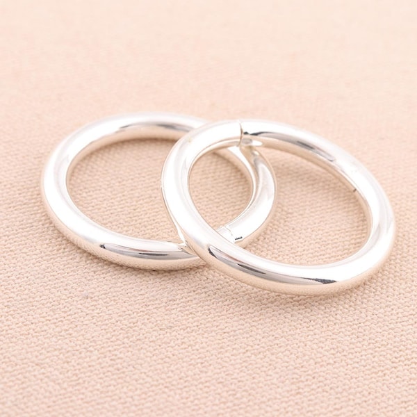 5pcs of 1.25inch Inner size Non welded Round ring White Silver  Metal Purse closed O rings