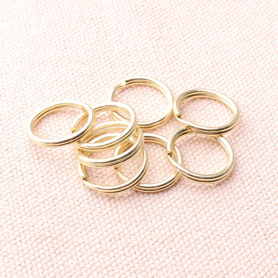 50pcs 14mm Split Key Rings Light Gold Split Jump Rings Small Key Ring Tiny  Key Chain Ring 