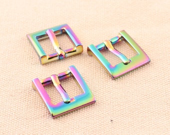 6pcs/lot rainbow color Belt Buckle 14mm inner Alloy pin buckle Strap leather suspender buckle for bag garment shoes accessories