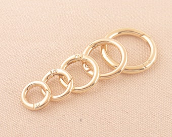 10pcs Spring gate ring Gold o-rings metal o rings spring ring clasp push gate o rings Push Snap Hooks 35mm 28mm 25mm 20mm 18mm