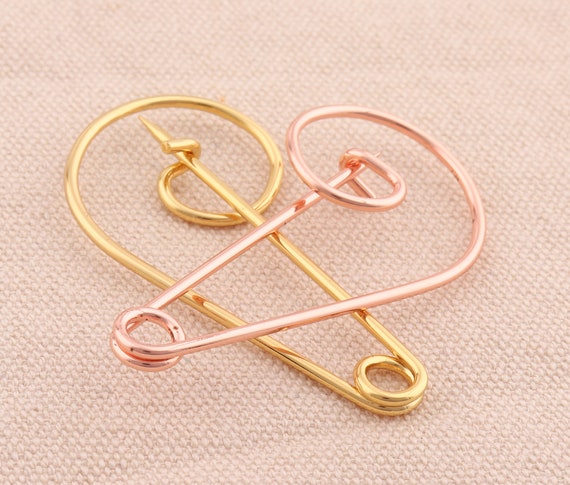 56 Mm Gold and Rose Gold Safety Pins,large Safety Pin Brooch,charm  Holder,rose Gold Brooch Pin,kilt Pin Label Pin Brooch Pendant Connector 
