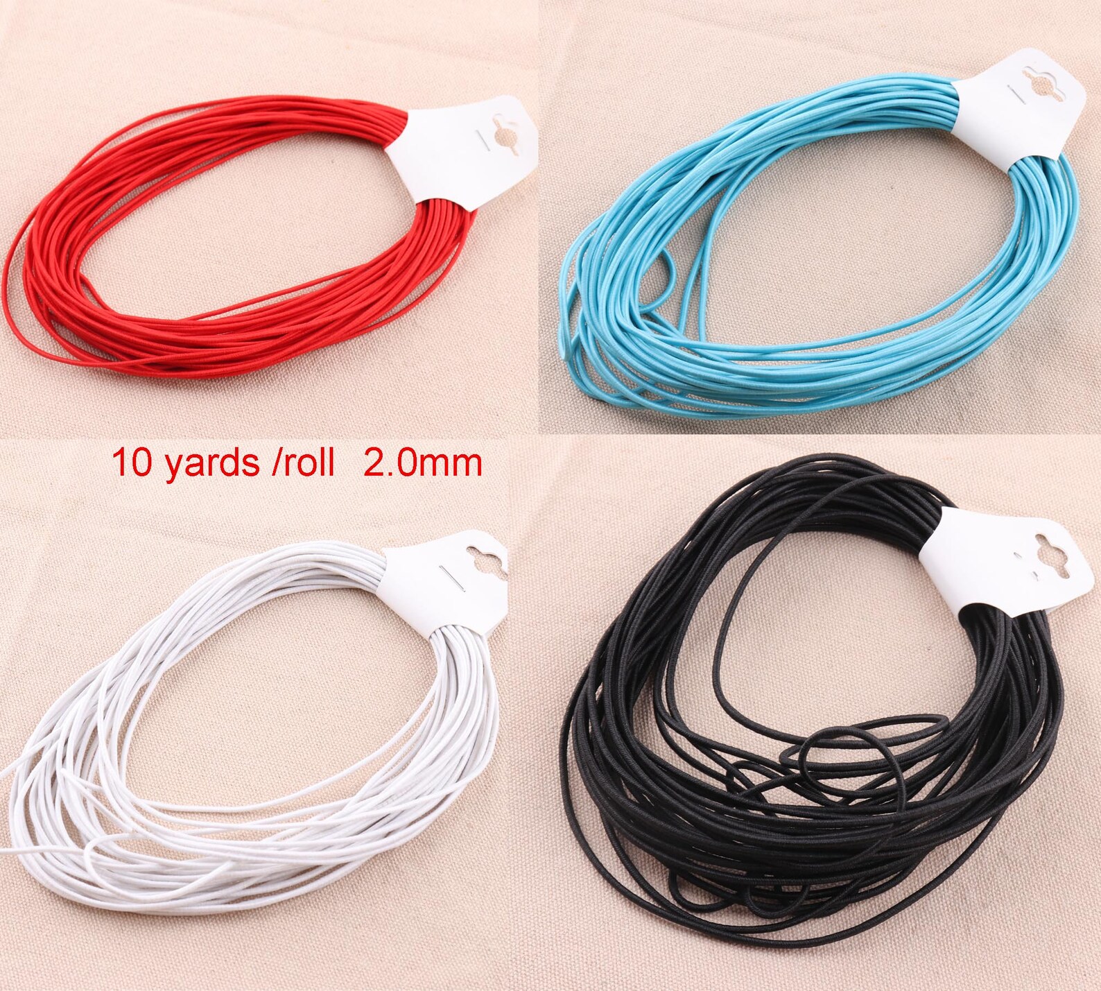 2mm Elastic Rope Cord 10 Yards Rubber Stretch String Red/black Etsy
