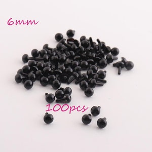 100pcs Black 6mm Animal eyes Small Plastic eyes craft safety eyes