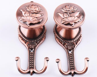 Wall Hooks Decorative Hooks  Flower Pattern Vintage Curtain Tiebacks, Holdbacks, Tiebacks, Wall Hook, Window Treatments, Curtain Hook