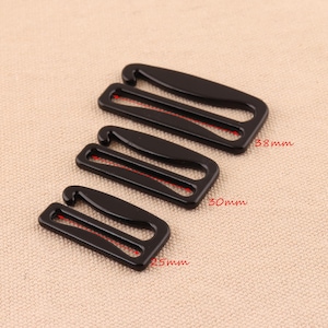 8pcs Bra Strap Slider Hooks G Hooks Swimwear and Bra making alloy hooks slider buckle black color for garment accessories 25/30/38mm
