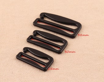 8pcs Bra Strap Slider Hooks G Hooks Swimwear and Bra making alloy hooks slider buckle black color for garment accessories 25/30/38mm