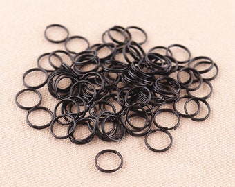 100pcs negro 10mm pequeño split llaveros metal 10 * 8mm llave redonda anillos