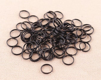 100pcs Black 10mm Small Split Key Rings Metal 10*8mm Round Key Rings