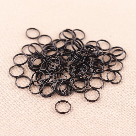 100pcs Black 10mm Small Split Key Rings Metal 10*8mm Round Key Rings