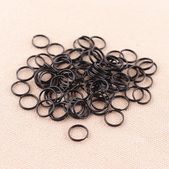 100pcs Black 10mm Small Split Key Rings Metal 10 8mm Round Key Rings