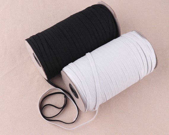 5mm Soft Flat Elastic Cord - White & Black