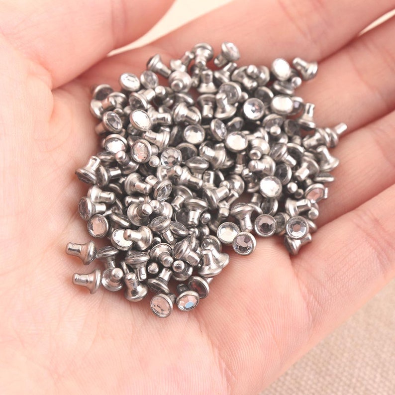 100pcs Rhinestone Rivets Nailhead Rivets 5mm Tiny Diamond Etsy