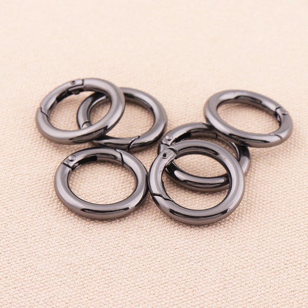 8pcs Spring gate ring gunmetal  o-rings 25*17mm metal o rings spring ring clasp push gate o rings Push Snap Hooks