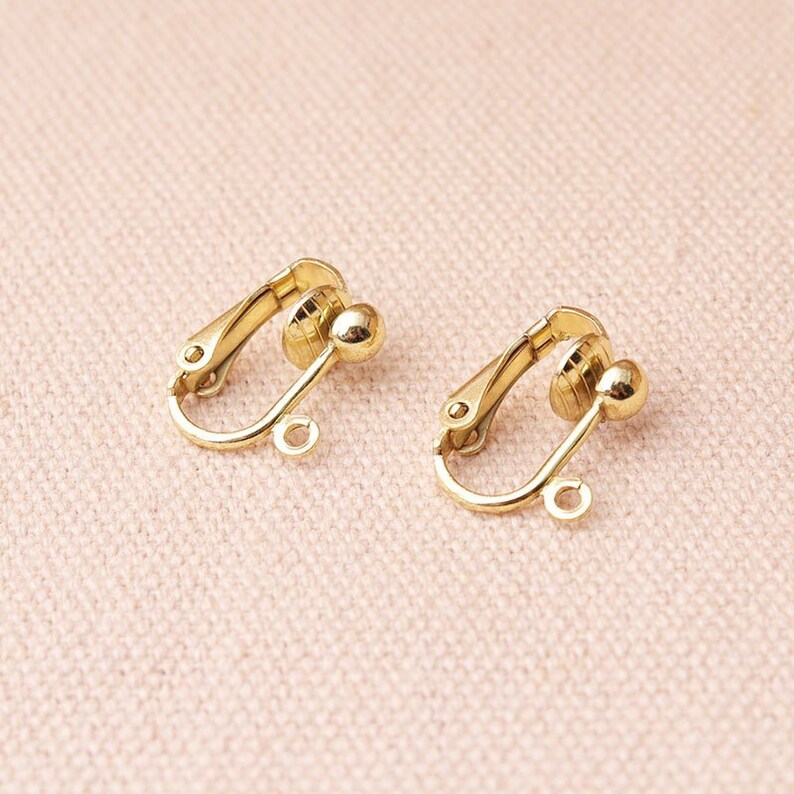 10 Pcs Gold Iron Clip-On Earring Blanks – Nickel Free Converters 15.5mm