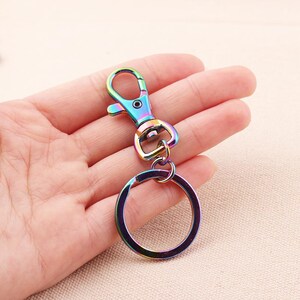 75mm Rainbow Keychain Rings  Lobster clasp Keychains With Rainbow Split key ring